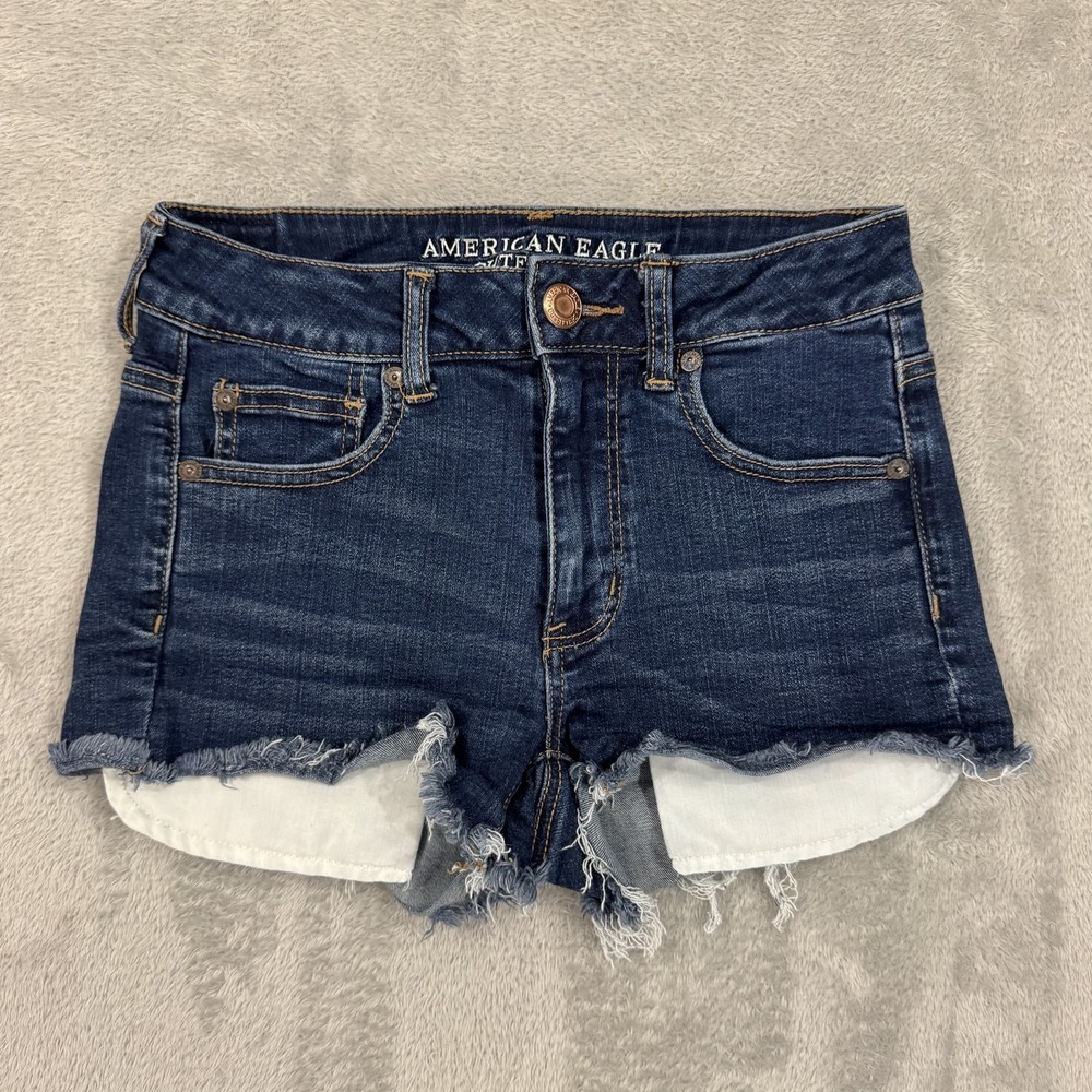 American Eagle Shorts Womens 4 Hi Rise Shortie Cut‎ Off Viscose Modal Distressed